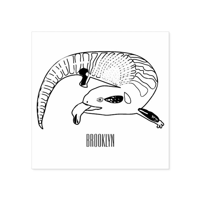 Blue-tongued skink cartoon illustration rubber stamp (Imprint)
