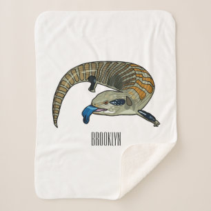 Blue-tongued skink cartoon illustration sherpa blanket