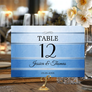Blue Tonne sur Tonne Striped Table Number Card