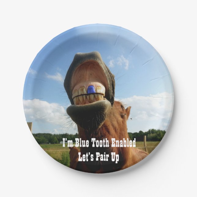 Blue Tooth Enabled Horse Paper Plate (Front)