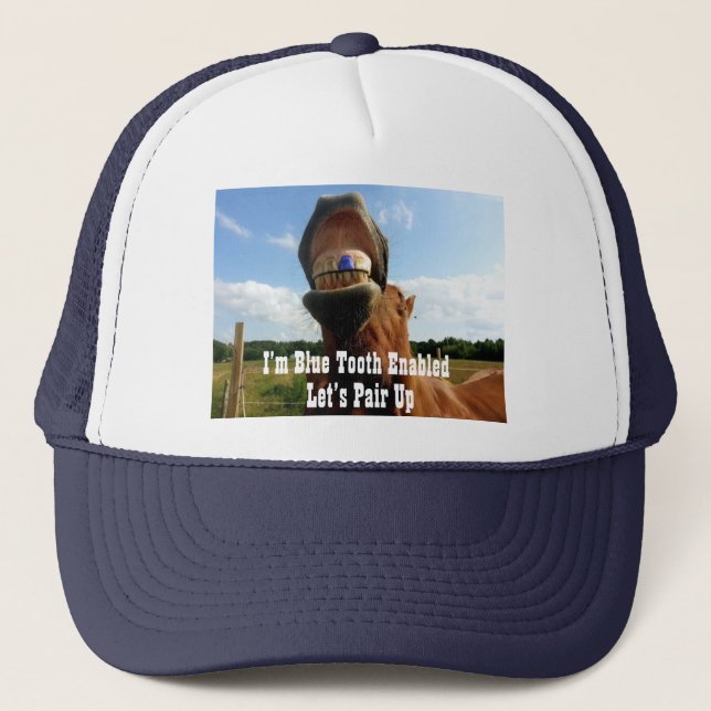 Blue Tooth Enabled Horse Trucker Hat (Front)