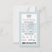 Blue Tooth Fairy Receipt Flat Note Card