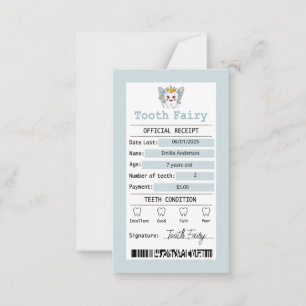 Blue Tooth Fairy Receipt Flat Note Card