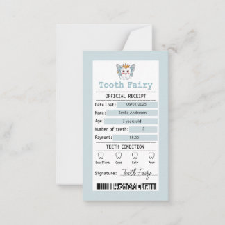 Blue Tooth Fairy Receipt Flat Note Card