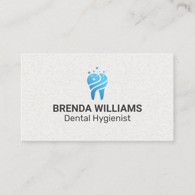 Blue Tooth Sparkle Icon | Dental Business Card (Front)