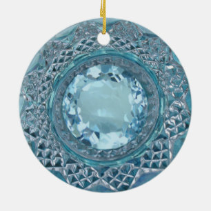 Blue Topaz and Cut Glass Ceramic Tree Decoration