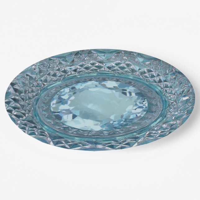 Blue Topaz and Cut Glass Paper Plate (Angled)