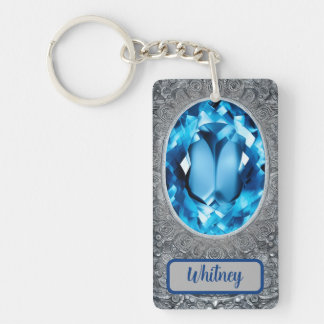 Blue Topaz and Silver Inspired Keychain (01)