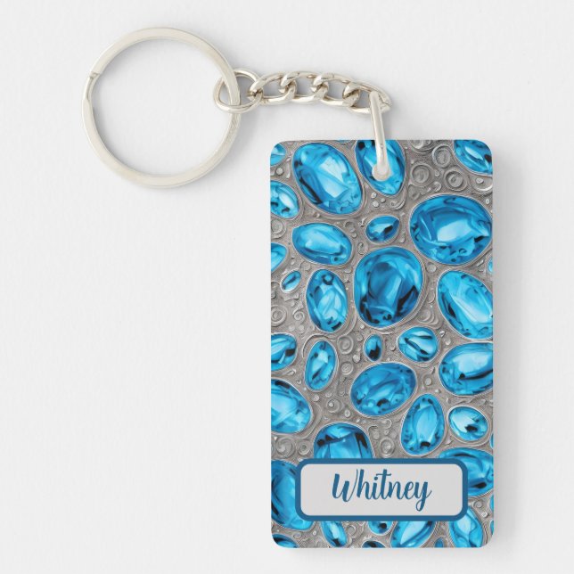 Blue Topaz and Silver Inspired Keychain (05) (Front)