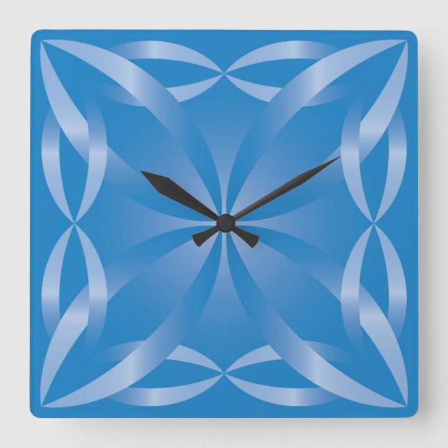blue topaz pattern square wall clock (Front)