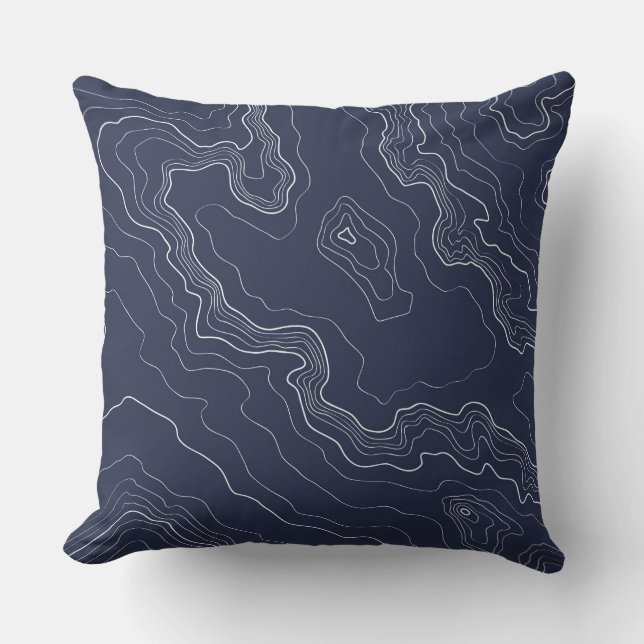 Blue topography map cushion (Front)