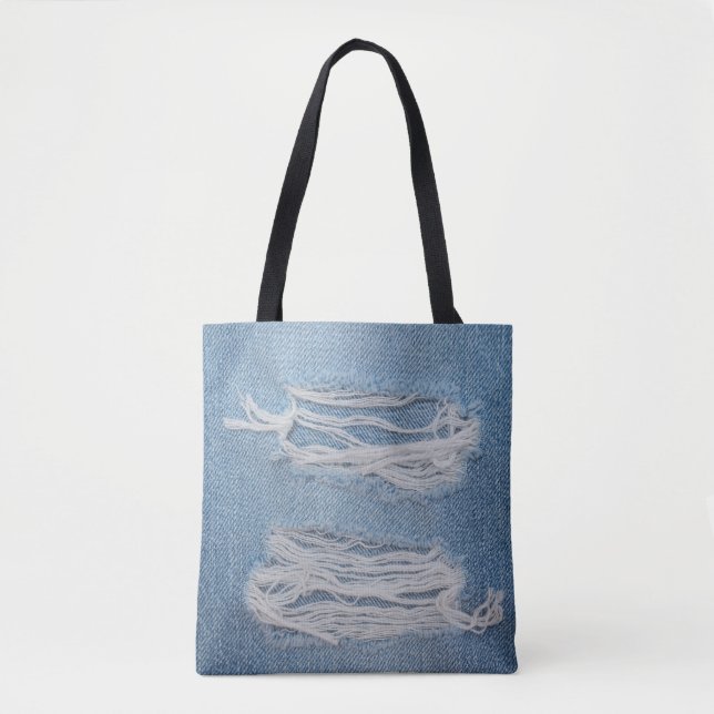 Blue torn denim jeans texture background. Stylish, Tote Bag (Front)