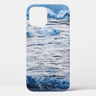 Blue torn denim jeans texture with space for text iPhone 12 case