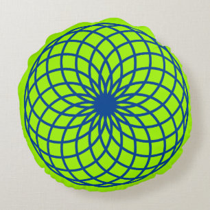 Blue Torus on Lime Green Meditation Cushion