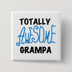 Blue Totally Awesome Grampa T-shirts and Gifts 15 Cm Square Badge