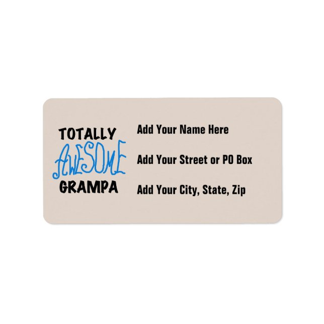 Blue Totally Awesome Grampa T-shirts and Gifts Label (Front)