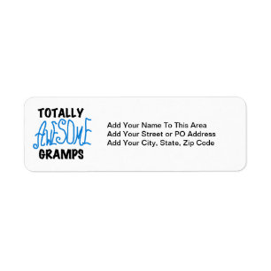 Blue Totally Awesome Gramps T-shirts and Gifts Return Address Label