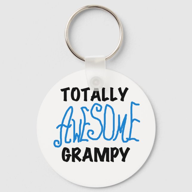Blue Totally Awesome Grampy Tshirts and Gifts Key Ring (Front)