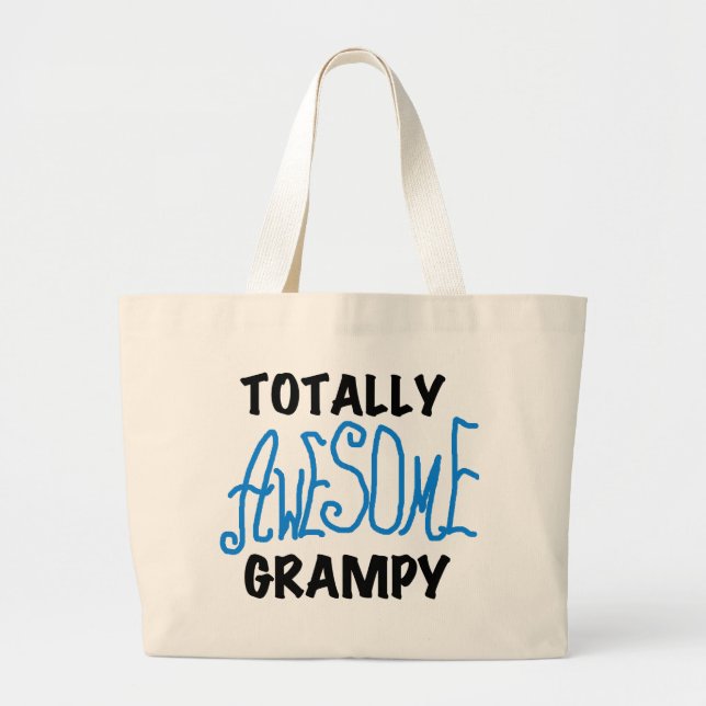 Blue Totally Awesome Grampy Tshirts and Gifts Large Tote Bag (Front)