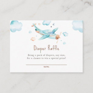 Blue Toy Aeroplane Boy Baby Shower Raffle Ticket Enclosure Card