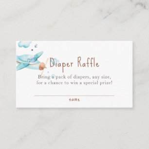 Blue Toy Aeroplane Boy Baby Shower Raffle Ticket Enclosure Card