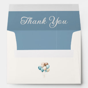 Blue Toy Bear Balloons Baby Shower Thank You Envelope
