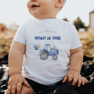 Blue Tractor Any Age Birthday T-Shirt Baby Bodysuit