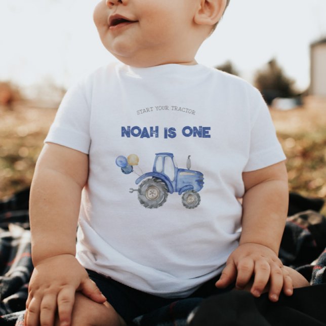 Blue Tractor Any Age Birthday T-Shirt Baby Bodysuit (Creator Uploaded)