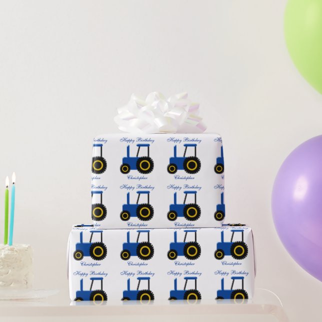 Blue Tractor Birthday Wrapping Paper (Party Gifts)