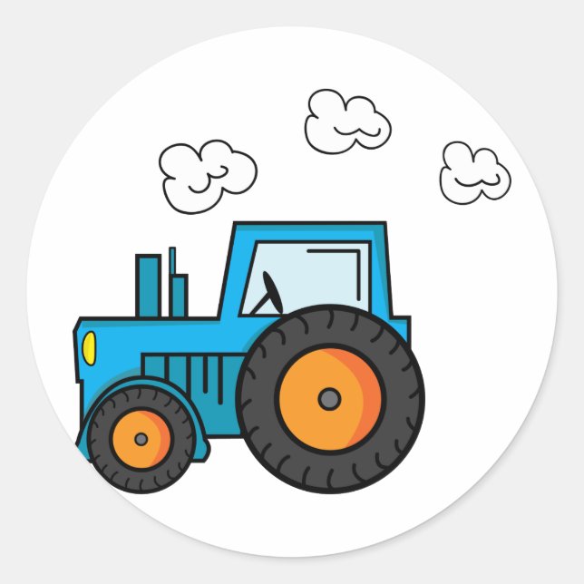 Blue Tractor Classic Round Sticker (Front)