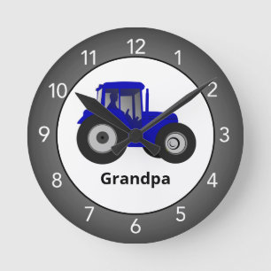 Blue Tractor Custom Round Clock
