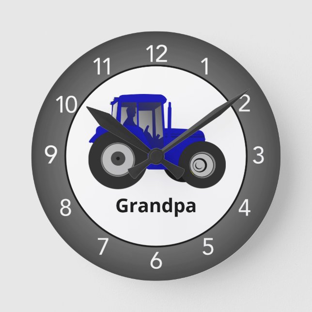 Blue Tractor Custom Round Clock (Front)