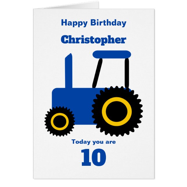 Blue Tractor Design Personalised Birthday (Front)