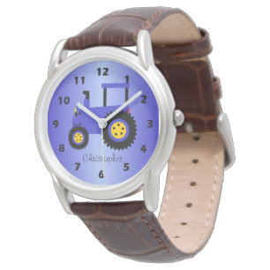 Blue Tractor Design Personalised Watch