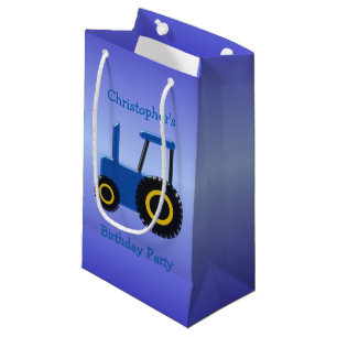 Blue Tractor Design Small Gift Bag