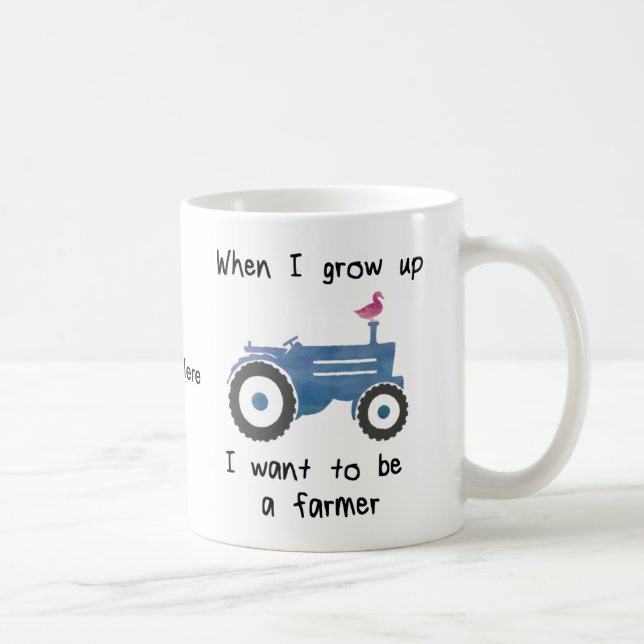 Blue Tractor & Duck-I want to be a farmer. Coffee Mug (Right)