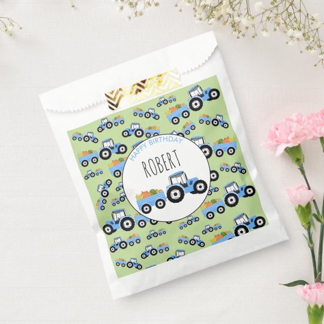 Blue Tractor Truck Farm Produce Birthday Favour Bag (Sealed)