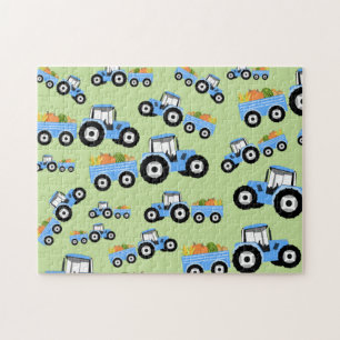 Blue Tractor Truck Farm Produce Jigsaw Puzzle