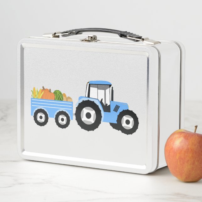 Blue Tractor Truck Farm Produce  Metal Lunch Box (In Situ)
