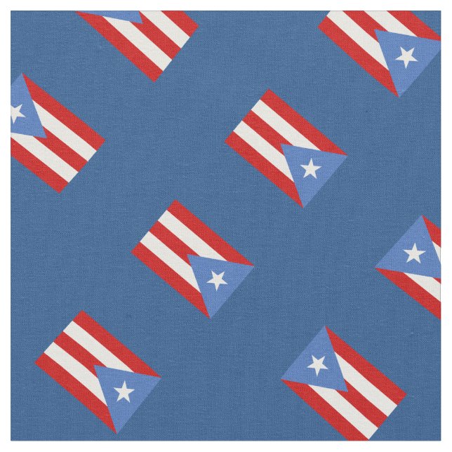Blue: Traditional: Flag of Puerto Rico Fabric (Close Up)