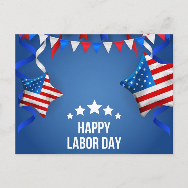 Blue Traditional Happy Labour day  Postcard (Front)