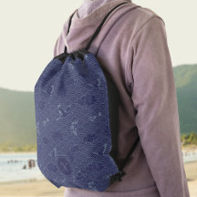 Blue Traditional Japanese Wave Seigaiha Monogram