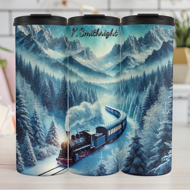 Blue Train Misty Mountain Wilderness Thermal Tumbler (Creator Uploaded)