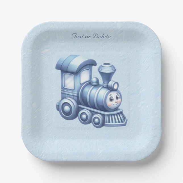 Blue Train Paper Plate (Front)