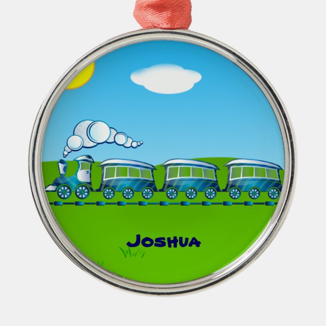 Blue Train template Metal Tree Decoration (Front)