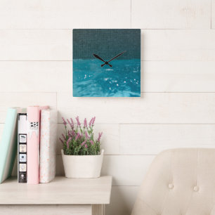 Blue Tranquility Pool Bliss 1 Square Wall Clock