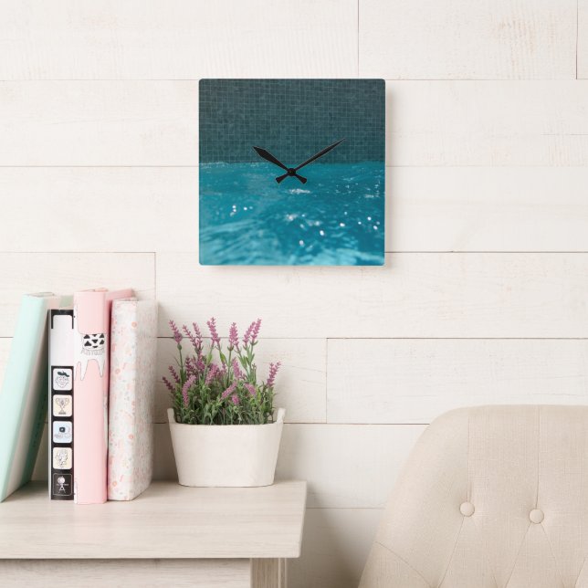 Blue Tranquility Pool Bliss 1 Square Wall Clock (Reading Room)