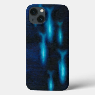 Blue Translucent Fish Silhouettes iPhone 13 Case