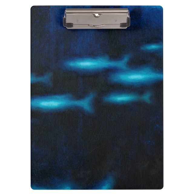 Blue Translucent Fish Silhouettes Clipboard (Front)