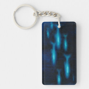 Blue Translucent Fish Silhouettes Key Ring